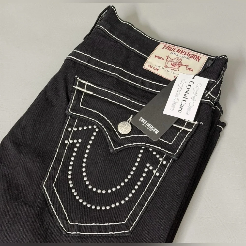 True Religion Ricky Big T Flap Relaxed Straight Mens Sz W38 L34 Rinse Black